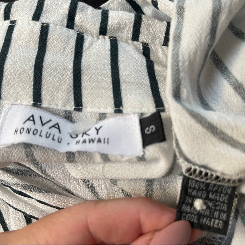 Ava Sky Button Down Striped Blouse - image 5